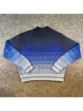 American Eagle Ombre Blue Mock Neck Chunky Knit Sweater Size S